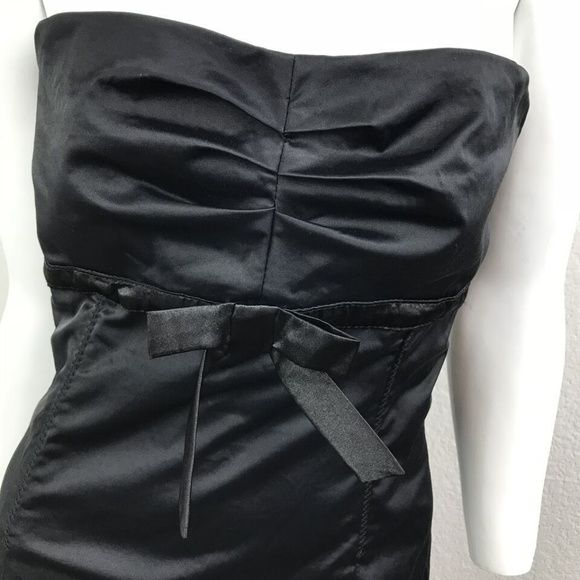 FOREVER Dress Sexy Black Bow Front Strapless XS - Picture 2 of 7